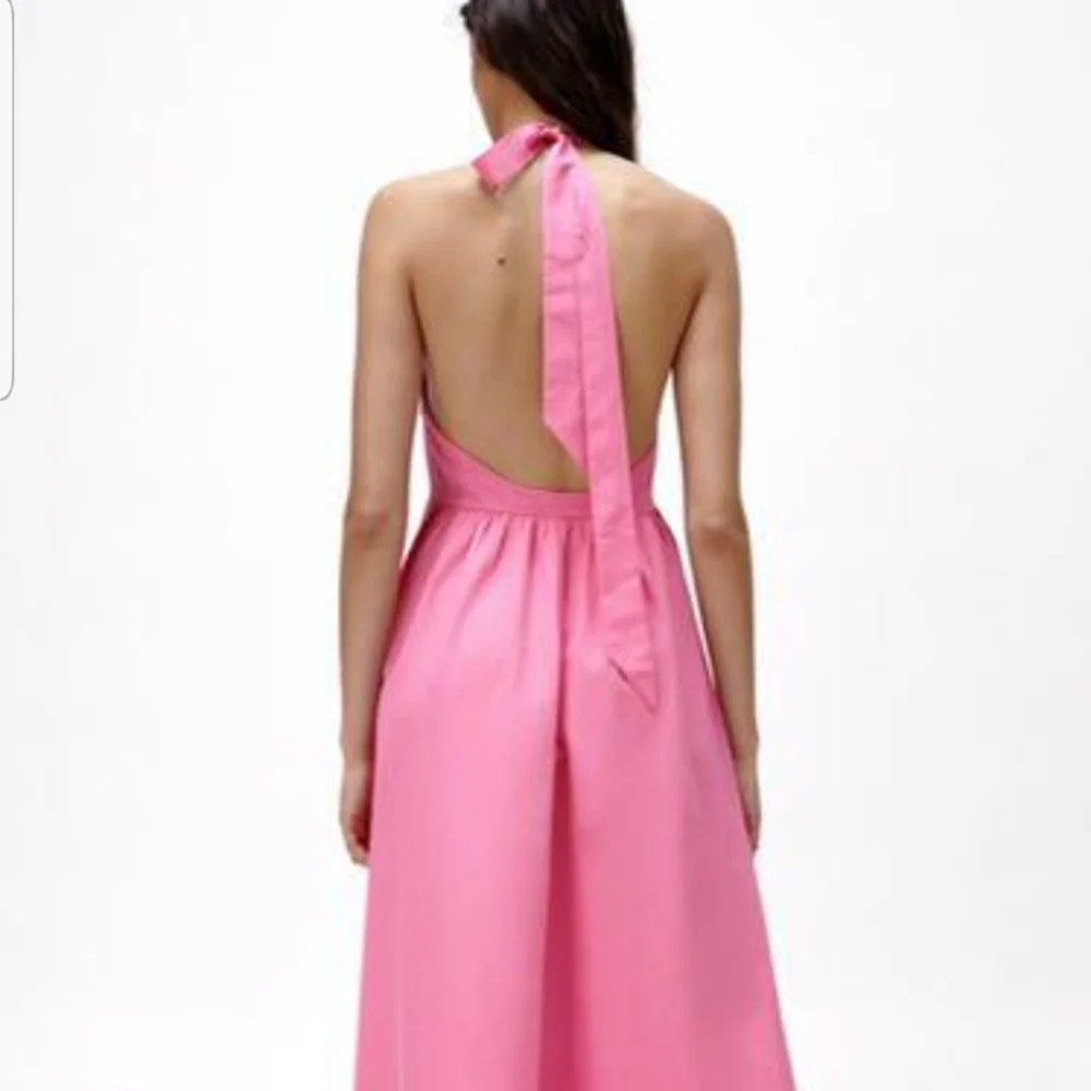 NWT Zara Pink Poplin Halter Neck Dress, Size M - Picture 8 of 13